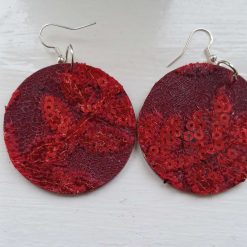Red Sequin disc earrings