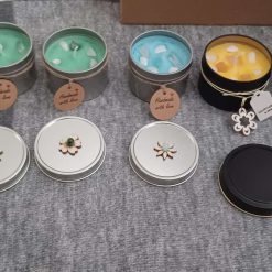 Tin Raspberry scented Candles with Crystals 1 Tin Raspberry scented Candles with Crystals 2