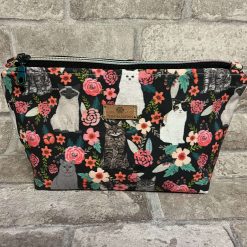 Cat & Flowers Cosmetic Toiletry Bag