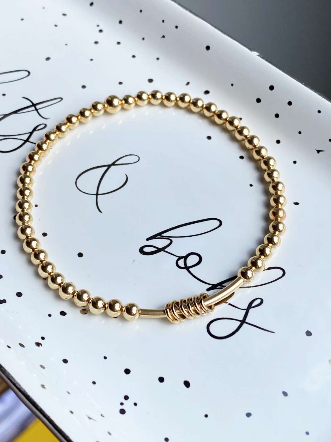Decade Bracelet // Gold filled stacking bracelet, family bracelet