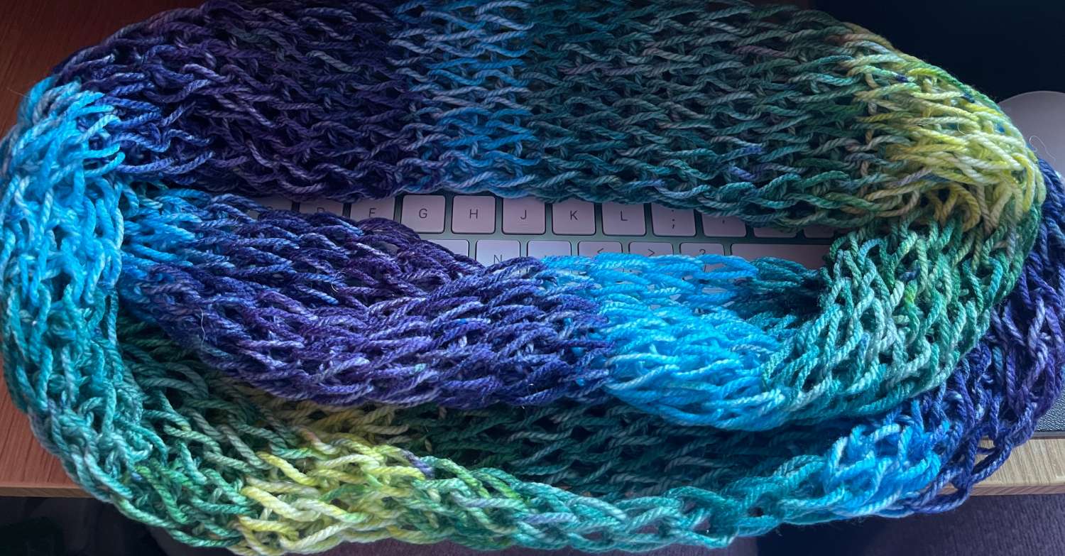 C - Knitted Lacy Weave Infinity Scarf C - Knitted Lacy Weave Infinity Scarf