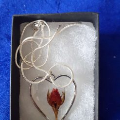 Real rose heart necklace