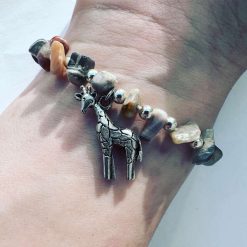 Botswana agate Chip Bracelet with Giraffe Charm