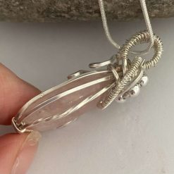 Rose Quartz Wire Wrapped Bead Pendant 6 Rose Quartz Wire Wrapped Bead Pendant 6