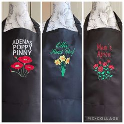 Personalised Embroidered Flower Aprons