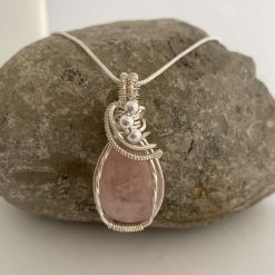 Rose Quartz Wire Wrapped Bead Pendant 1 Rose Quartz Wire Wrapped Bead Pendant 1