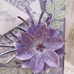 A Luxury Handmade Mothers Day Card - Pretty Amethyst & White with Summer Bloom flowers 3