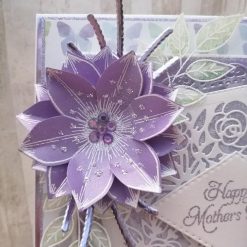 A Luxury Handmade Mothers Day Card - Pretty Amethyst & White with Summer Bloom flowers 2