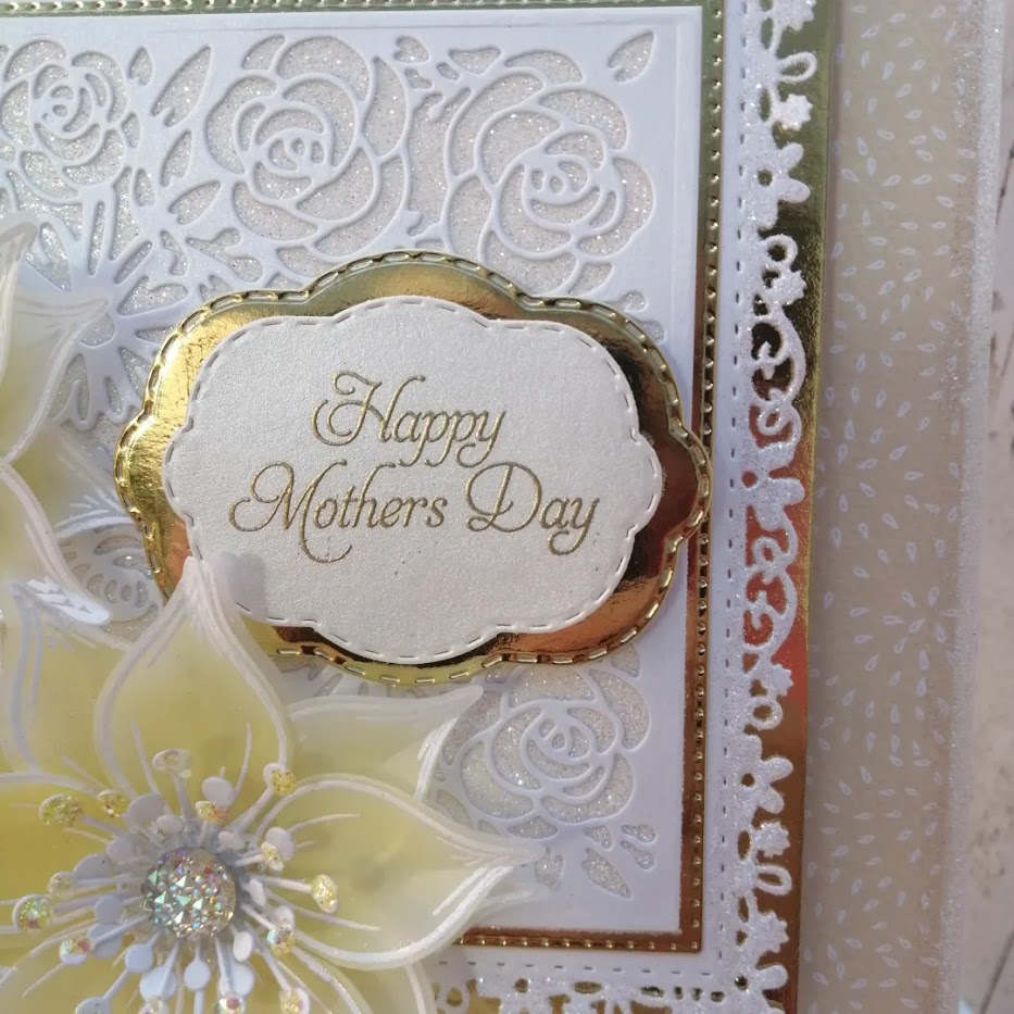 Luxury Handmade Mothers Day Card - Pretty & Glittery - Lemon & White Luxury Handmade Mothers Day Card - Pretty & Glittery - Lemon & White