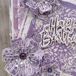 Luxury Handmade Birthday card - Amethyst & White - Happy Birthday with lacey square 3 Luxury Handmade Birthday card - Amethyst & White - Happy Birthday with lacey square 3