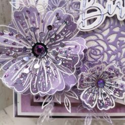 Luxury Handmade Birthday card - Amethyst & White - Happy Birthday with lacey square 2 Luxury Handmade Birthday card - Amethyst & White - Happy Birthday with lacey square 2