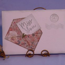 Miss You Card, Envelope with heart & Air Mail stamps