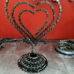 Number 2 big love heart made from bike chain and Cog Fully welded on the back The price includes shipping TO UK ONLY Please contact us for Overseas shipping