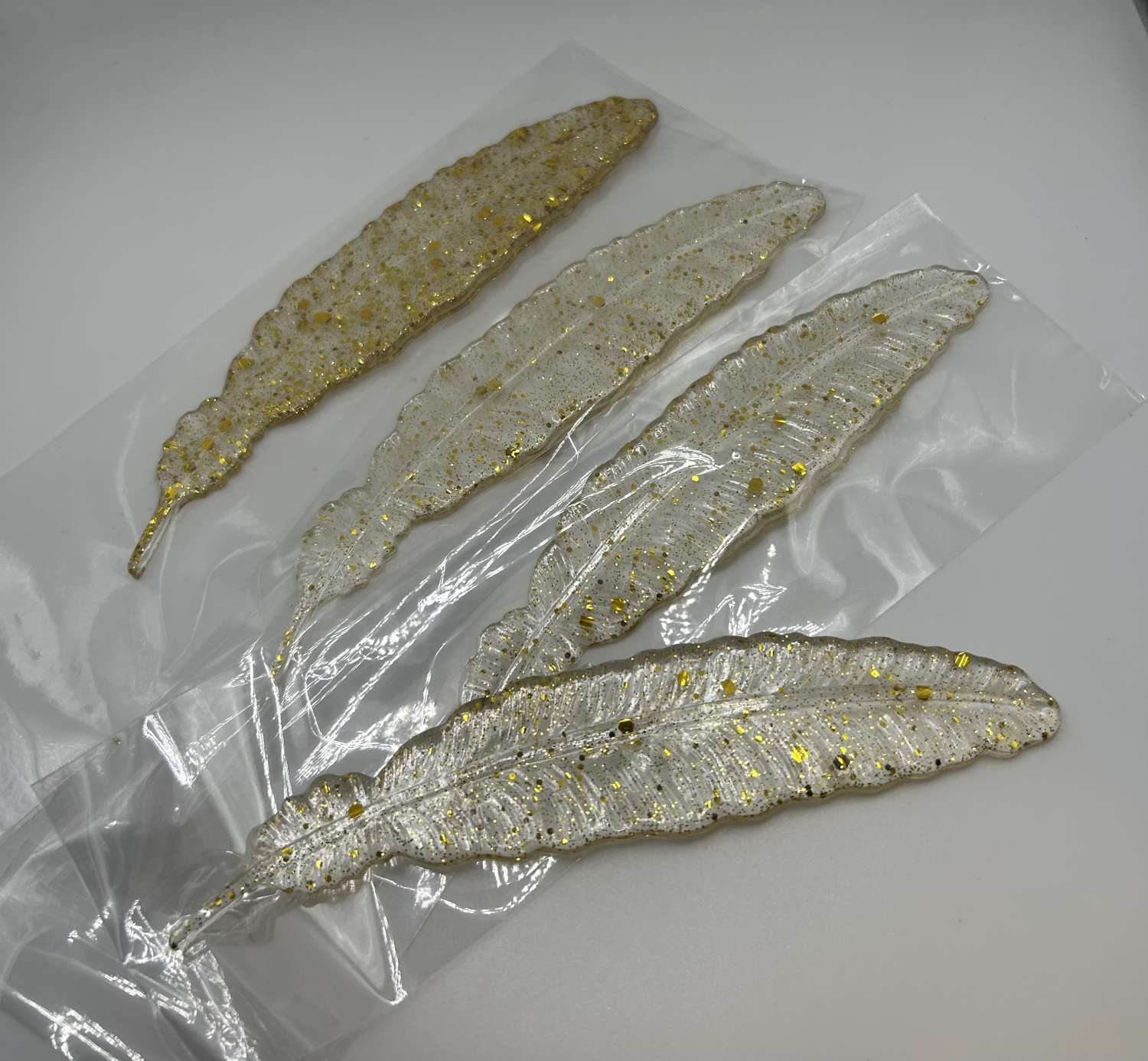 Handmade gold glitter resin feather bookmark MadeMe