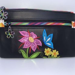 Butterfly and flowers embroidered purse