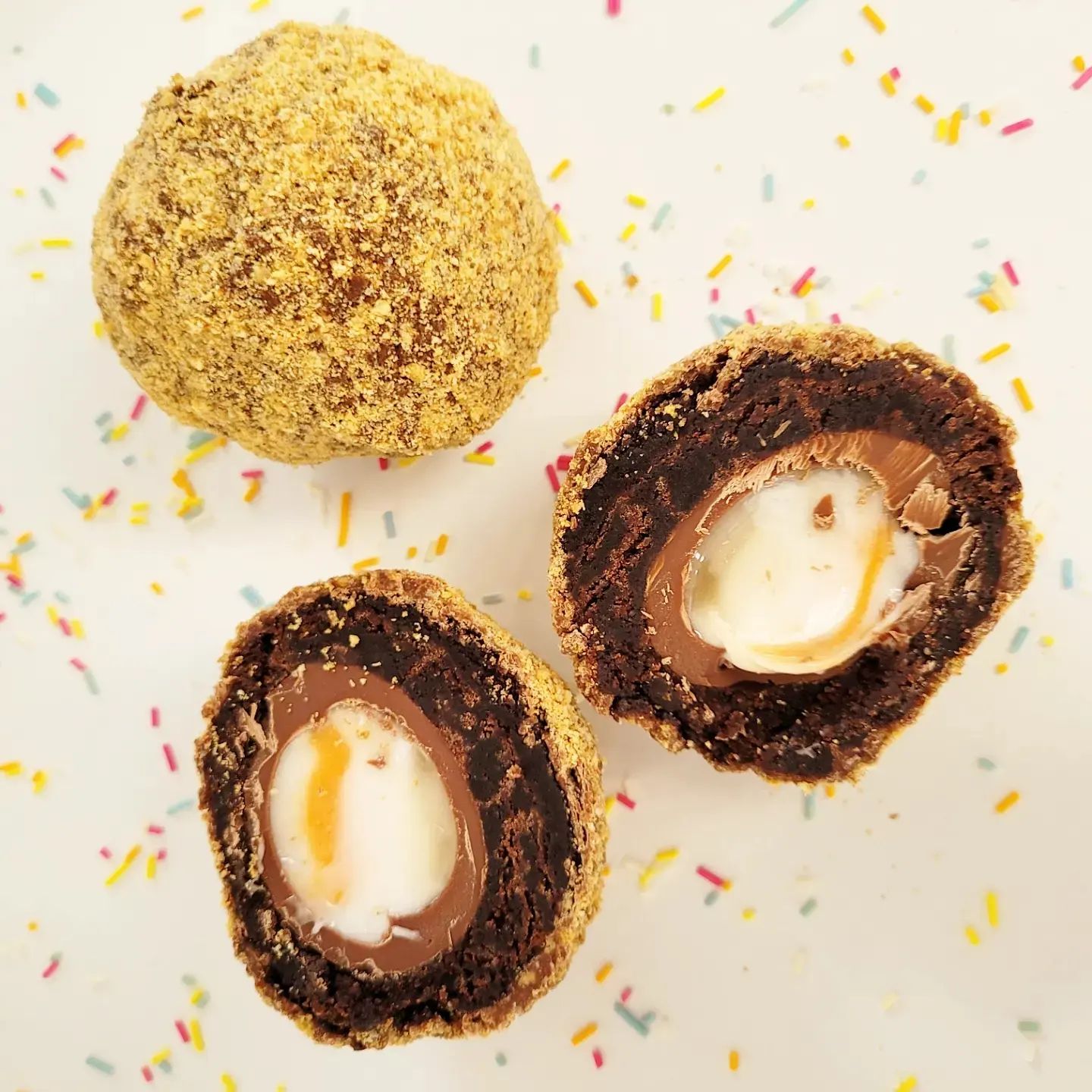 Scotch Egg Brownie- Creme Egg (White or Milk) or Salted Caramel Scotch Egg Brownie- Creme Egg (White or Milk) or Salted Caramel
