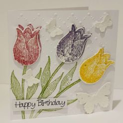 Plantable happy birthday tulips & butterflies card