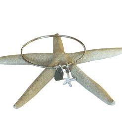 Silver Bangle Sea Glass Starfish Charms
