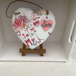 DECOUPAGED SLATE HEART WITH BEAUTIFUL MUM NAPKIN AND HEART 1 DECOUPAGED SLATE HEART WITH BEAUTIFUL MUM NAPKIN AND HEART 4