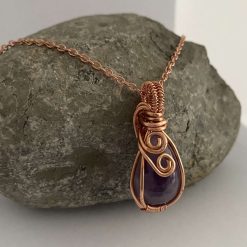 Copper Wire wrapped Amethyst Pendant Necklace 3