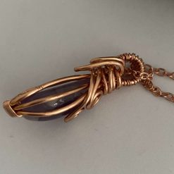 Copper Wire wrapped Amethyst Pendant Necklace 7