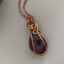 Copper Wire wrapped Amethyst Pendant Necklace 6