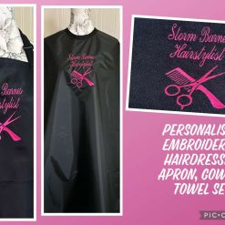 Personalised Embroidered Hairdresser Apron, Gown & Towel Set