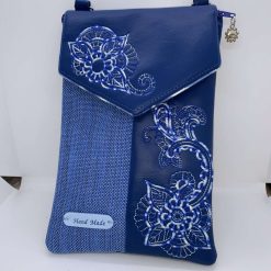 Crossbody embroidered blue bag