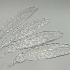 Handmade resin white glitter feather bookmark
