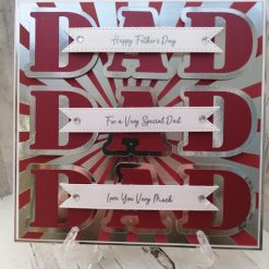 Luxury Handmade Fathers Day Card - Red & Silver - For A Very Special Dad - Happy Fathers Day - Love You Very Much