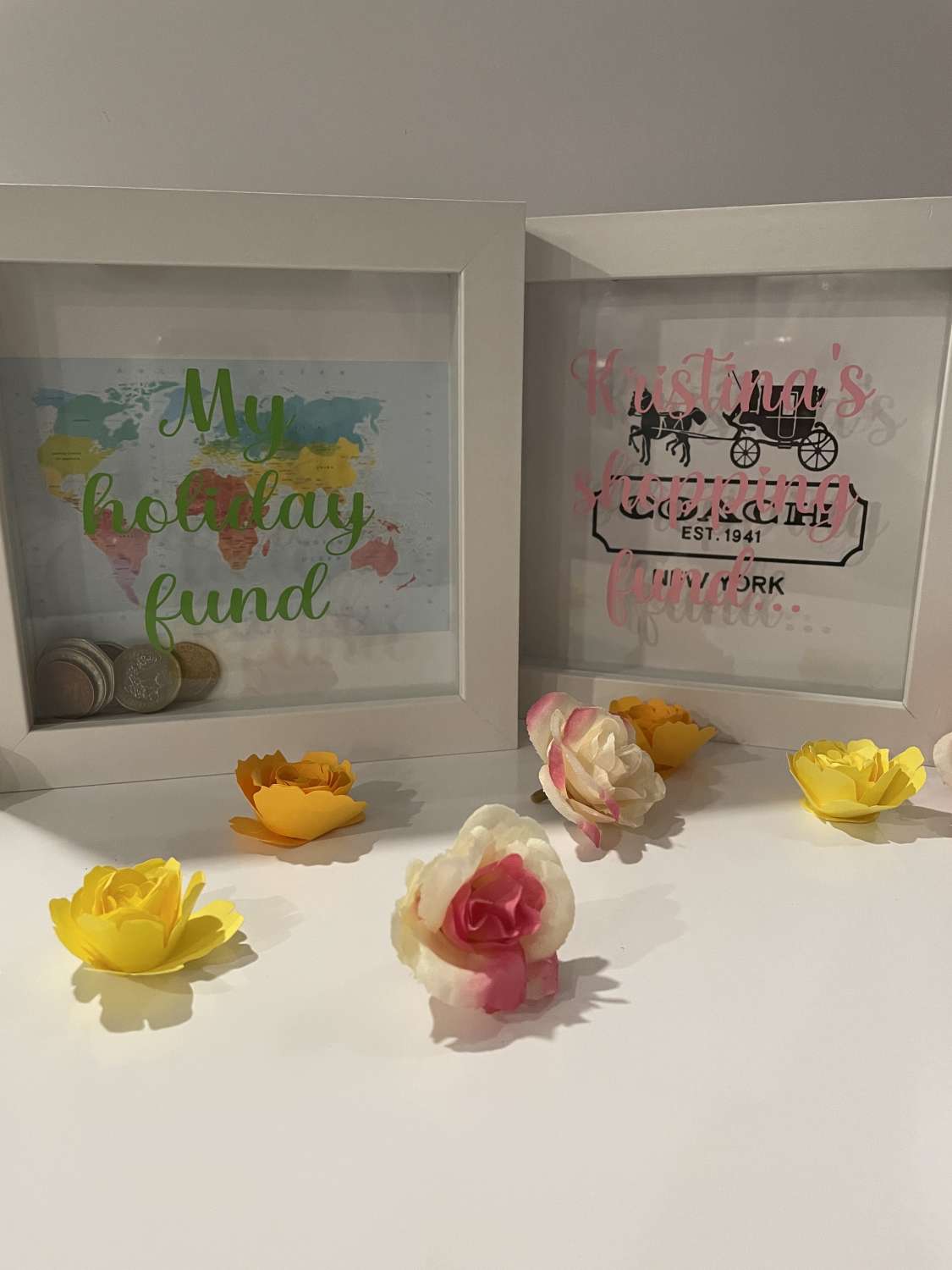 Personalised money box frame MadeMe