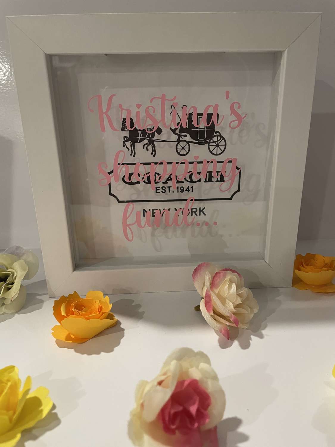 Personalised money box frame MadeMe