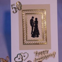 Golden Wedding Anniversary Card, with Silhouette Couple