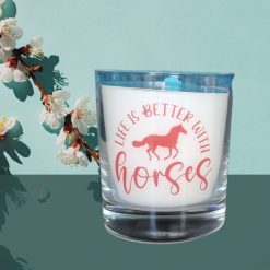Scented Candle Glass Container 30cl Rock Salt and Driftwood Life Is Better With Horses Design