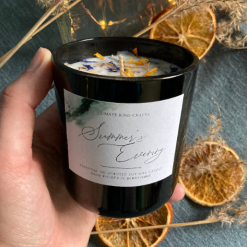 Luxury soy candle decorated with flowers - soy wax container candle handmade gift