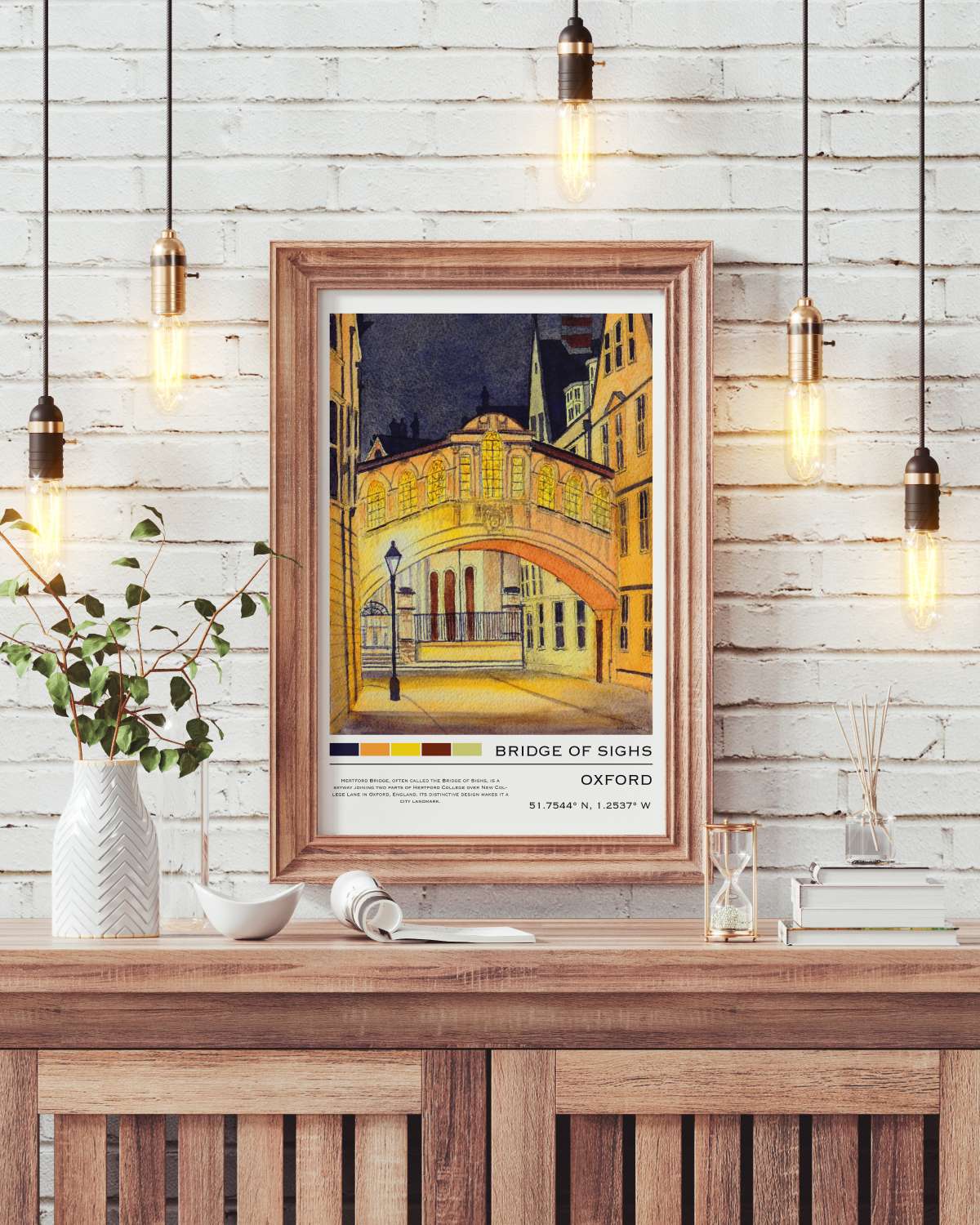 Watercolour Travel Poster Oxford England Wall Decor Art Print For Lounge For Hallway Vintage