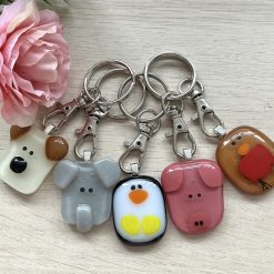Pig keyring, animal lover gift, gift for her, gift for mum, farmyard animal, letterbox hug, Fused Glass, sentimental keepsake 3 Pig keyring, animal lover gift, gift for her, gift for mum, farmyard animal, letterbox hug, Fused Glass, sentimental keepsake 3
