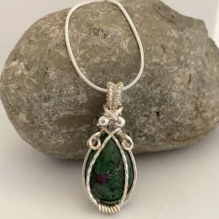 Fuchsite Wrapped Pendant Necklace