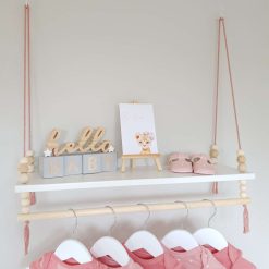 Nursery Shelf with Clothes Rail, White Shelf with Rail, Girl's Nursery, Baby Girl, Pink Nursery, Blush Pink, Kid's Shelf, Swing Rope Shelf, Hanging Shelf, Nordic Style Hanging Shelf, Swing Shelf, Baby Clothes Rail, Boho Nursery Decor, Nursery White Shelf, Bedroom Shelf, 60cm White 5 Nursery Shelf with Clothes Rail, White Shelf with Rail, Girl's Nursery, Baby Girl, Pink Nursery, Blush Pink, Kid's Shelf, Swing Rope Shelf, Hanging Shelf, Nordic Style Hanging Shelf, Swing Shelf, Baby Clothes Rail, Boho Nursery Decor, Nursery White Shelf, Bedroom Shelf, 60cm White 5