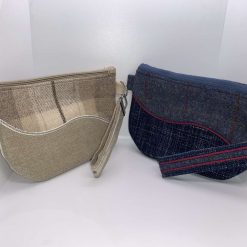 Tweed 2 tone clutch with wrist strap