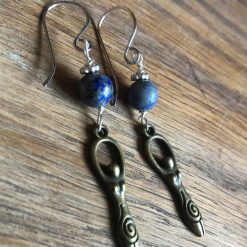 Bronze spiral goddess earrings with sodalite and hand crafted ear wires (stainless hypoallergenic) 2 Bronze spiral goddess earrings with sodalite and hand crafted ear wires (stainless hypoallergenic) 2