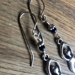 Stunning lg spiral goddess earrings with lapis beads. Unique ear wires (stainless hypoallergenic) 2 Stunning lg spiral goddess earrings with lapis beads. Unique ear wires (stainless hypoallergenic) 2