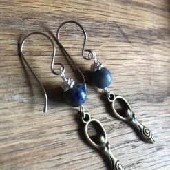 Bronze spiral goddess earrings with sodalite and hand crafted ear wires (stainless hypoallergenic) 3 Bronze spiral goddess earrings with sodalite and hand crafted ear wires (stainless hypoallergenic) 3