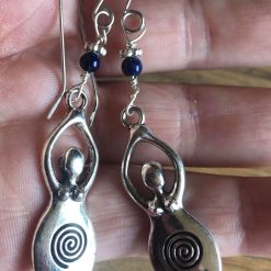Stunning lg spiral goddess earrings with lapis beads. Unique ear wires (stainless hypoallergenic) 4 Stunning lg spiral goddess earrings with lapis beads. Unique ear wires (stainless hypoallergenic) 4