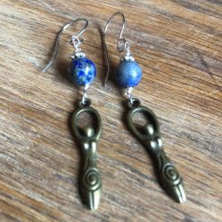 Bronze spiral goddess earrings with sodalite and hand crafted ear wires (stainless hypoallergenic) 4 Bronze spiral goddess earrings with sodalite and hand crafted ear wires (stainless hypoallergenic) 4
