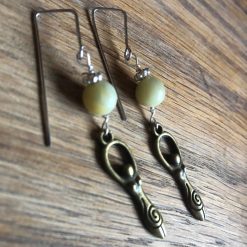 Bronze spiral goddess earrings with amazonite. Unique ear wires (stainless hypoallergenic) 2