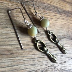 Bronze spiral goddess earrings with amazonite. Unique ear wires (stainless hypoallergenic) 3