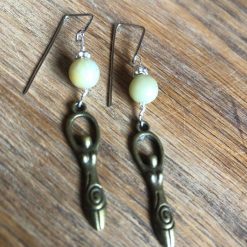 Bronze spiral goddess earrings with amazonite. Unique ear wires (stainless hypoallergenic) 4