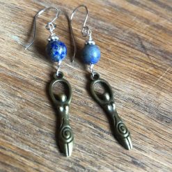 Bronze spiral goddess earrings with sodalite and hand crafted ear wires (stainless hypoallergenic) 5 Bronze spiral goddess earrings with sodalite and hand crafted ear wires (stainless hypoallergenic) 5