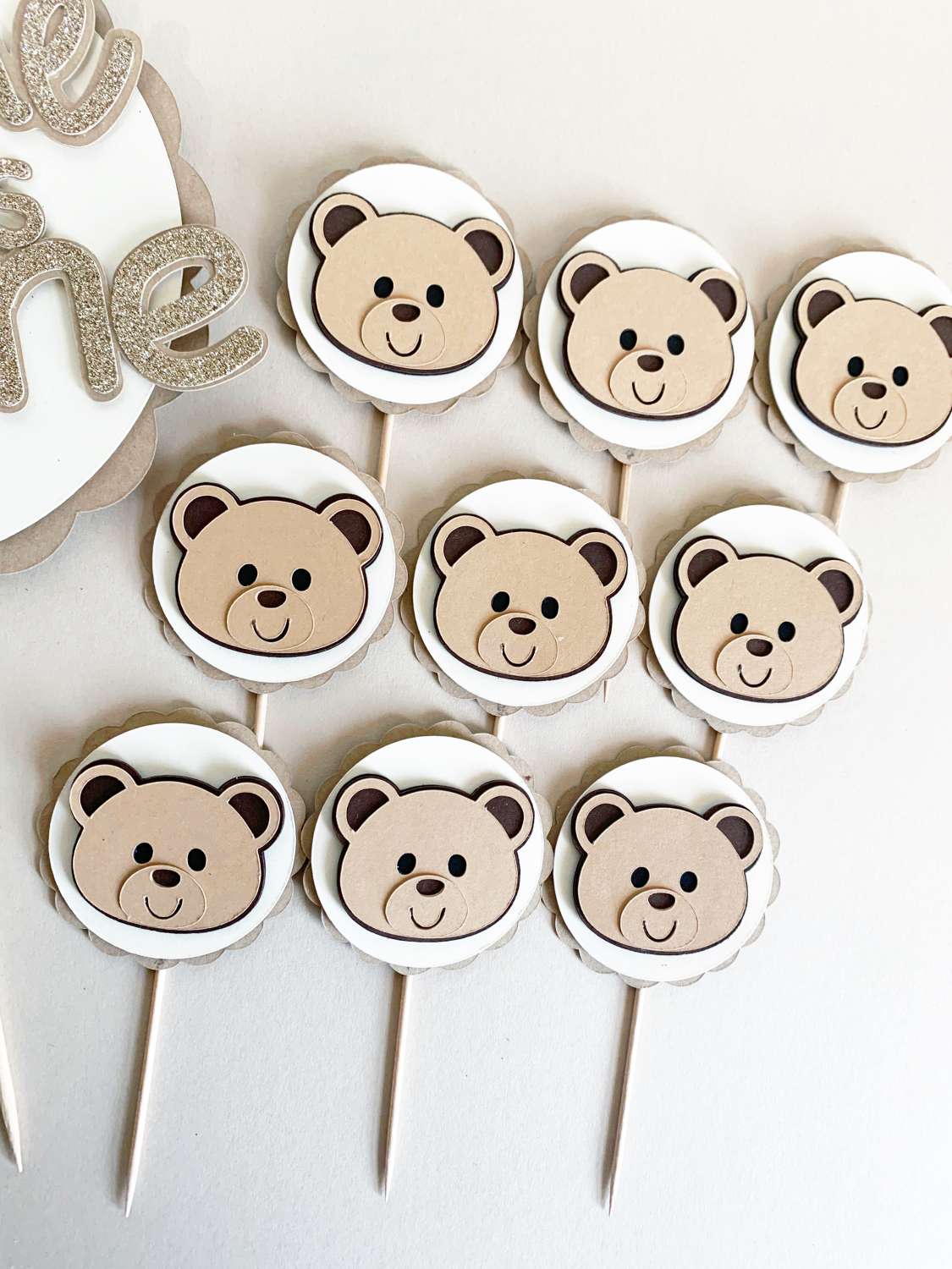 Teddy bear cupcake toppers, teddy bear picnic party, baby bear shower, baby shower, bear hunt